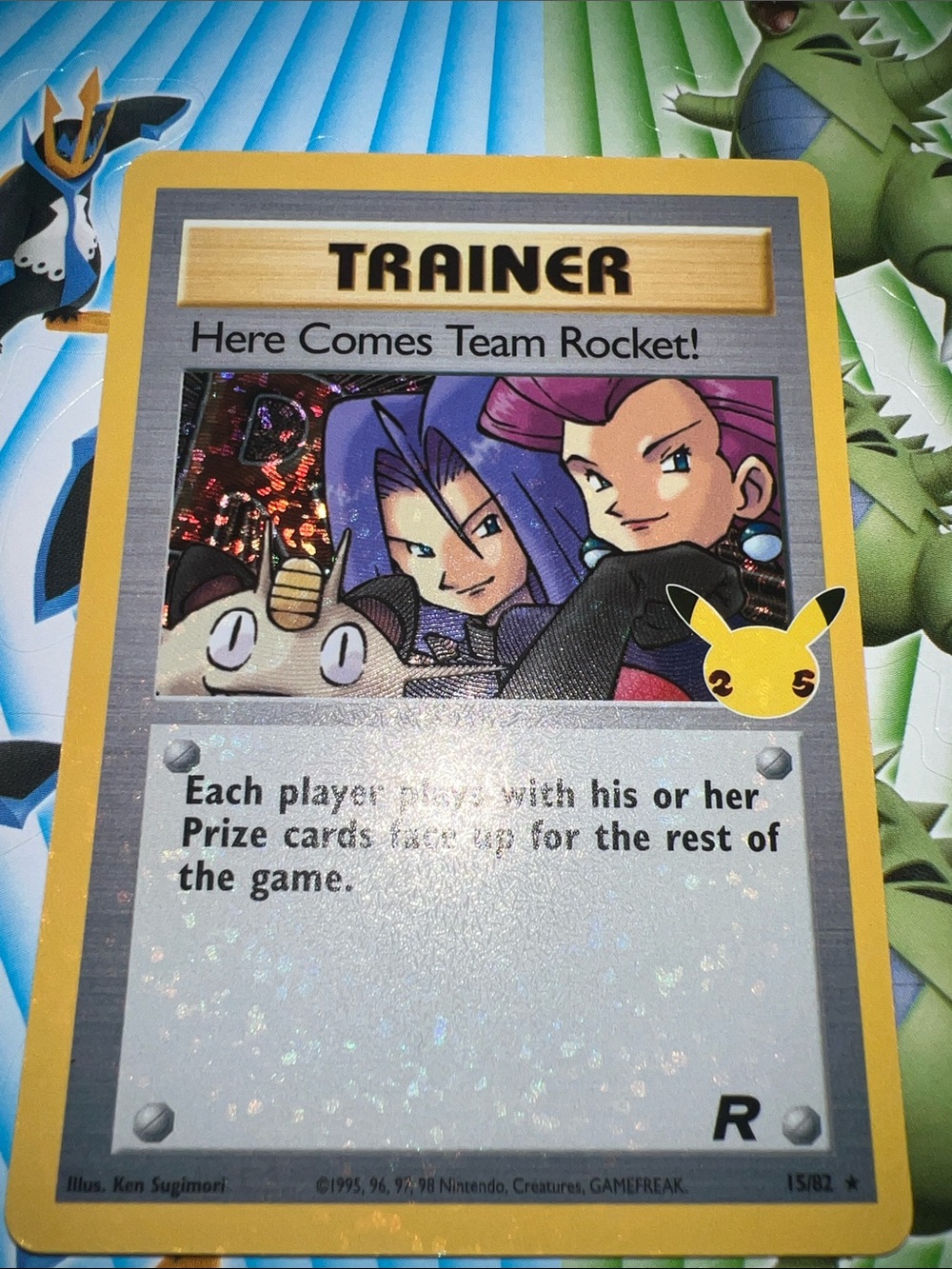 Pokemon Trainer Card - Yellow Border with Purple and Blue Artwork